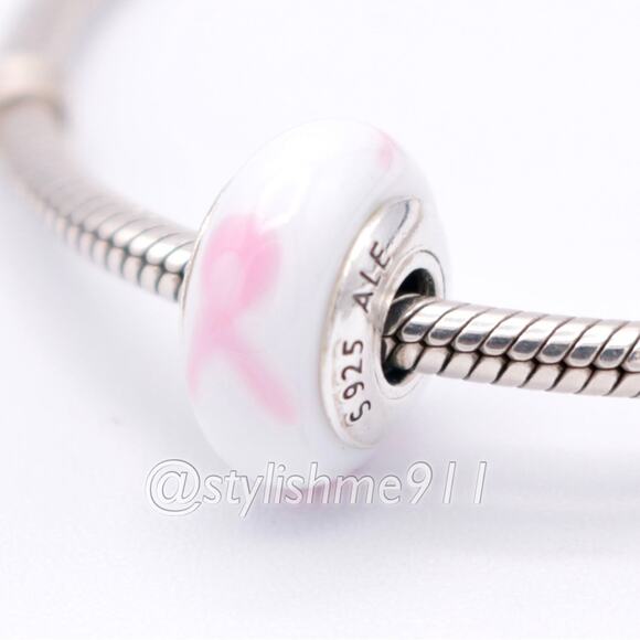Authentic PANDORA Pink Ribbon Breast Cancer Awareness Charm - Picture 2 of 9